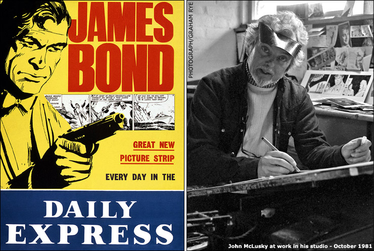 Daily Express James Bond comic strip returns 1964/John McLusky photographed in 1981