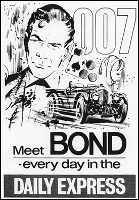 Daily Express 1964 comic strip advertisement Goldfinger premiere brochure