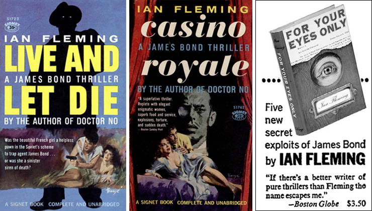 LIVE AND LET DIE/CASINO ROYALE Signet paperbacks/ FOR YOUR EYES ONLY Viking Books advertisement