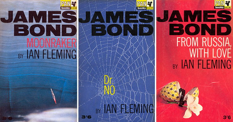 MOONRAKER, DR. NO & FROM RUSSIA, WITH LOVE covers designed by Raymond Hawkey