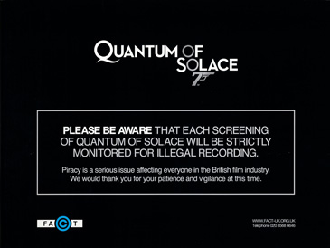 Quantum of Solace (2008) Anti-piracy quad-crown poster 