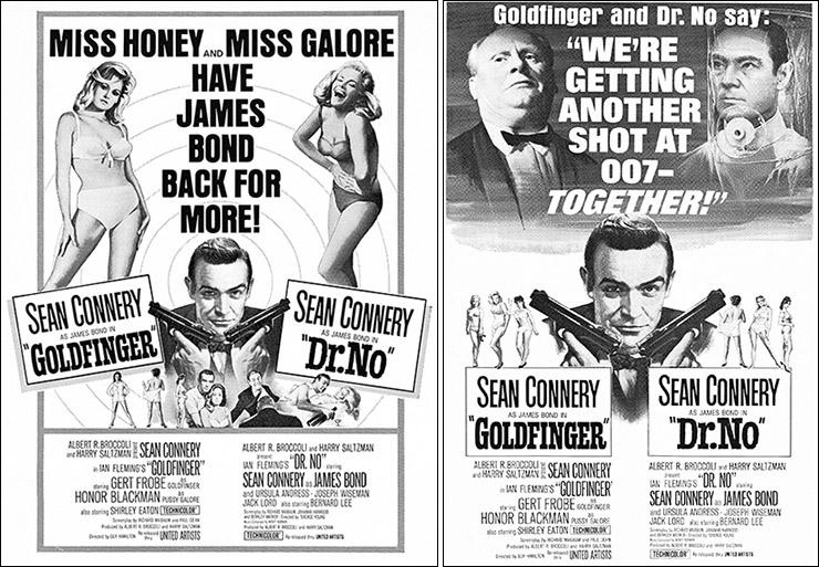 Goldfinger/Dr. No US Newspaper advertisement blocks 1966 & 1969