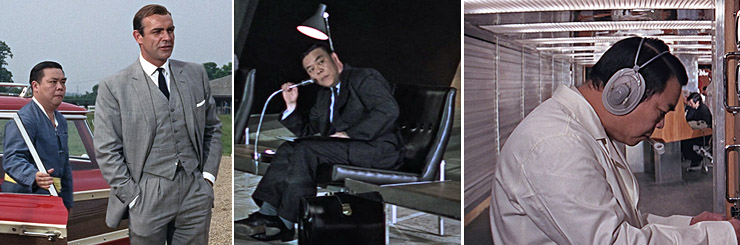 Cecil Cheng one of the Oriental henchmen in Goldfinger (1964), ‘Number 7’ in Thunderball (1965), and as a control room technician in You Only Live Twice (1967).