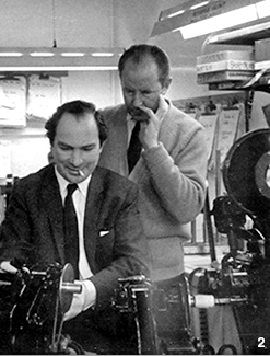 Editor Peter hunt and director Terence Young at Pinewood Studios