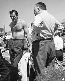 Ian Fleming, Sean Connery and co-producer Harry Saltzman on location in Turkey