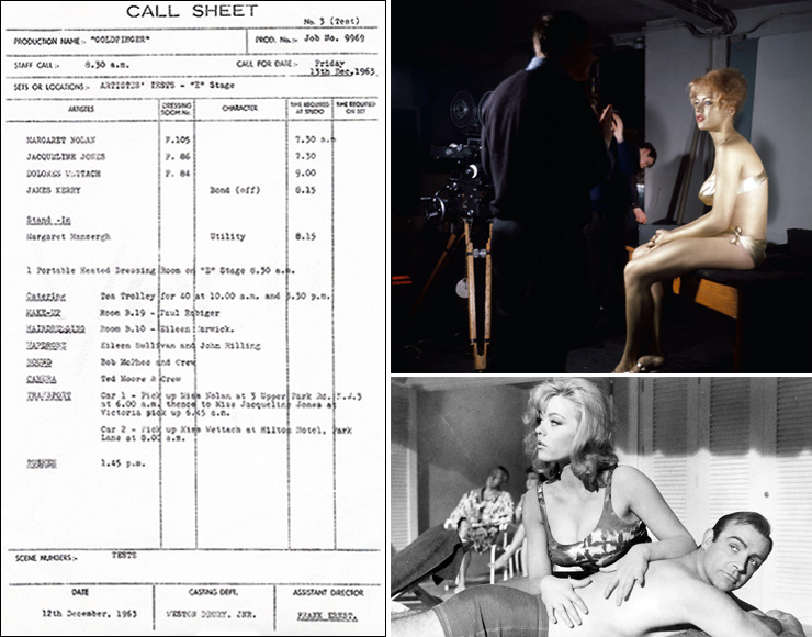 Call Sheet Dink test at Pinewood Studios 1963