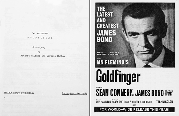 Goldfinger second draft screenplay | 1964 Advance trade advertisement