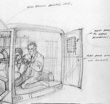 Michael White production sketch of the Royal Mail van in Goldfinger (1964)