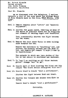 1964 letter from US censor Geoffrey Shurlock to UA executive Robert Blumofe