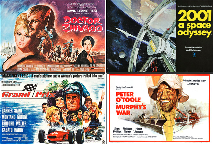Doctor Zhivago, 2001: A Space Odyssey, Grand Prix, Murphy's War UK Quad posters