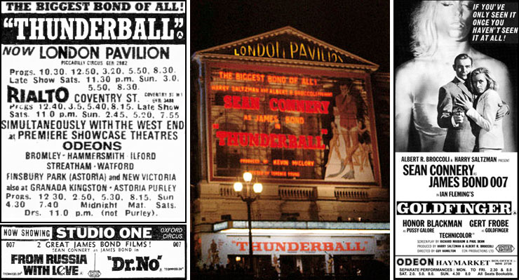 1966 Thunderball, Dr. No/From Russia With Love and Goldfinger all playing in London's West End