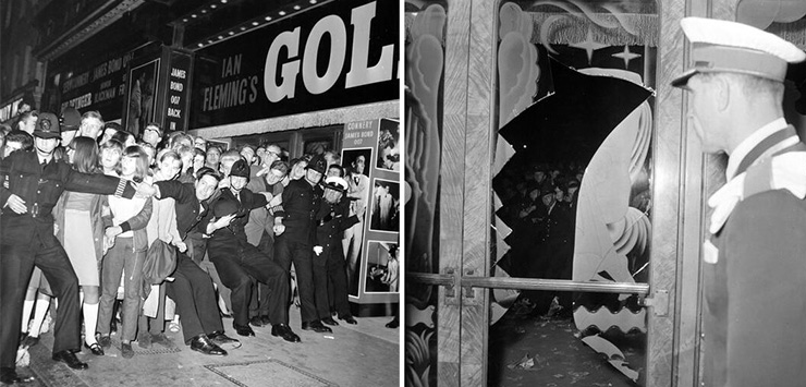 ODEON Leicester Square crowds and damaged door