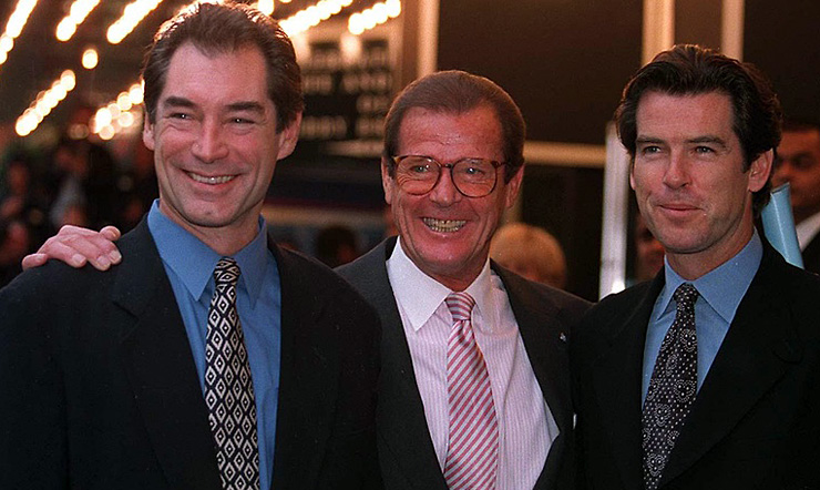 Three Bonds - Timothy Dalton, Roger Moore and Pierce Brosnan at the Cubby Broccoli tribute Odeon Leicester Square 1996