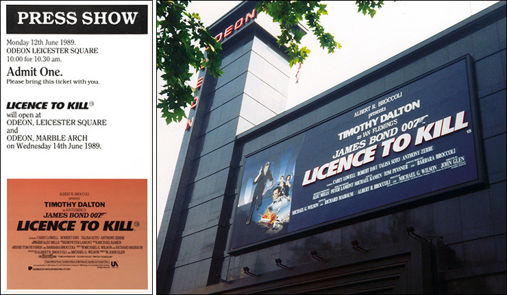 Licence To Kill (1989) Press show ticket & Odeon Leicester Square 