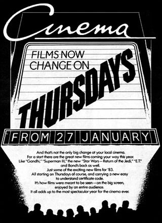Films now change on Thursdays
