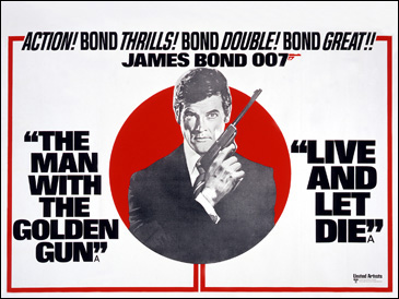 The Man With the Golden Gun/Live And Let Die quad-crown poster 1975 release