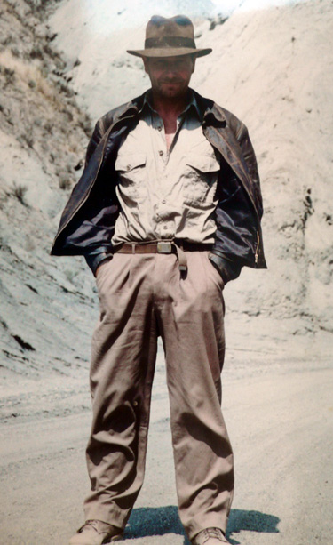 Vic Armstrong in costume as Indiana Jones