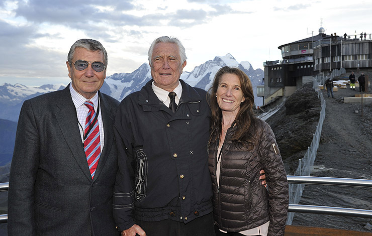 George Lazenby flanked by Stuntman/Second Unit Director Vic Armstrong and his wife stuntwoman Wendy (daughter of OHMSS stunt arranger George Leech).