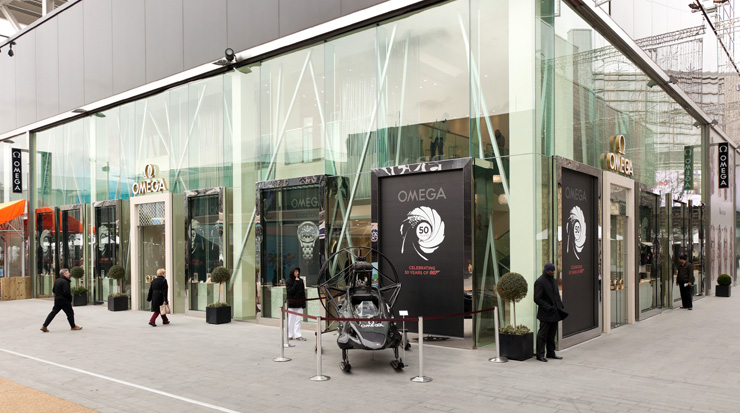 e Parahawk from The World is Not Enough is displayed outside the Westfield Stratford boutique. 
