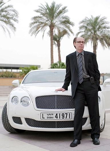 James Bond author Jeffery Deavey with the new Bentley Continental GT