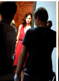 Eva Green prepeares to shoot the lift scene in Heineken's Casino Royale commercial