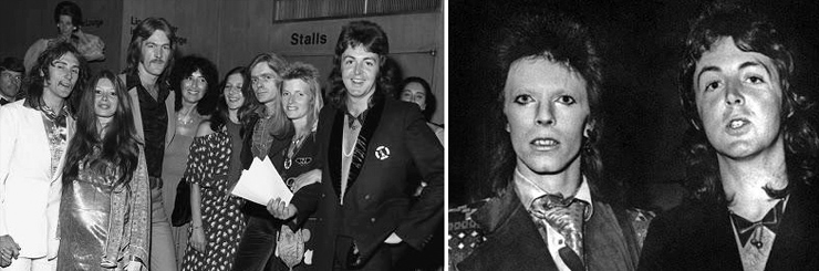 Paul and Linda McCartney with Wings band members at the Royal World Charity Premiere of Live And Let Die held at the ODEON Leicester Square in London on July 5, 1973.