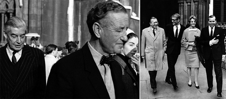 Ivar Bryce and Ian Fleming leave court at the conclusion of the THUNDERBALL trial | Kevin McClory leaves the High Court accompanied by his wife “Bobo” Sigrist, Jack Whittingham, and screen actor and friend Peter O'Toole
