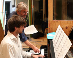 Monty Norman 'fine tunes' his composition with Paddy Milner