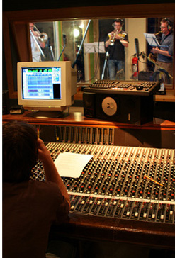 Paul Madden oversees the recording of The James Bond Theme