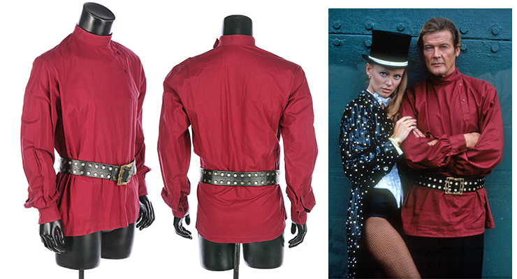 Lot #1046 Octopussy (1983) Peter Nelson Collection James Bond's Octopussy's Circus Knife Thrower Disguise Shirt and Belt