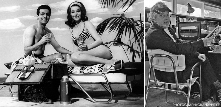 Hotel Fontainebleau furniture set - Thunderball | John McLusky James Bond comic strip artist in his office with a Hotel Fontainebleau chair