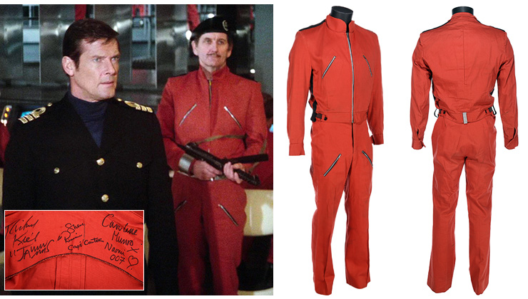Lot #1254 The Spy Who Loved Me (1977) Peter Nelson Collection* Stromberg's Henchman Costume with Cast-autographed Jacket
