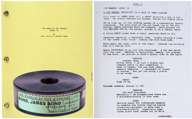 Lot #1336 - First Draft Script and Final Trailer Reel The World Is Not Enough (1999)