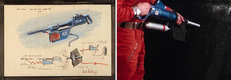 Derek Meddings Hand-illustrated Cox Gun Concept Art The Spy Who Loved Me (1977)