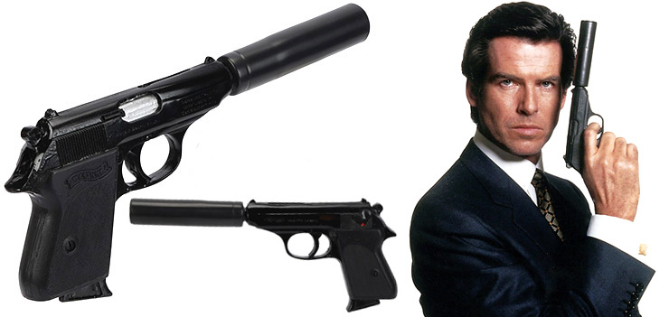 James Bond's (Pierce Brosnan) Stunt Walther PPK Pistol and Suppressor GoldenEye (1995)