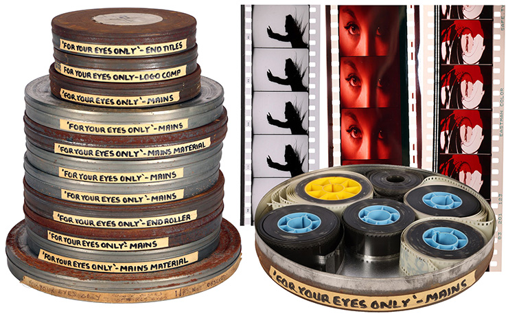 Lot #762 - 11 Film Cans with 82 35mm Film Reels For Your Eyes Only (1981)