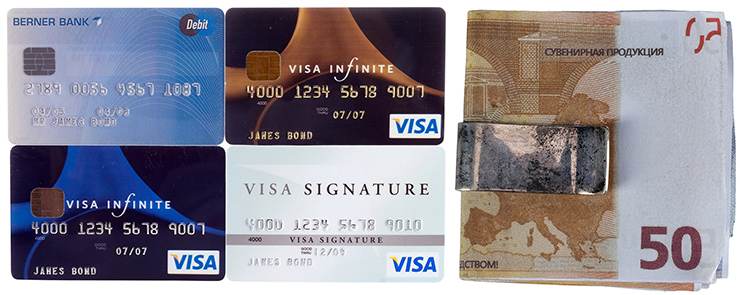 Lot #774 - Bond's Distressed Money Clip, Credit Cards, and Faux Currency Casino Royale (2006)