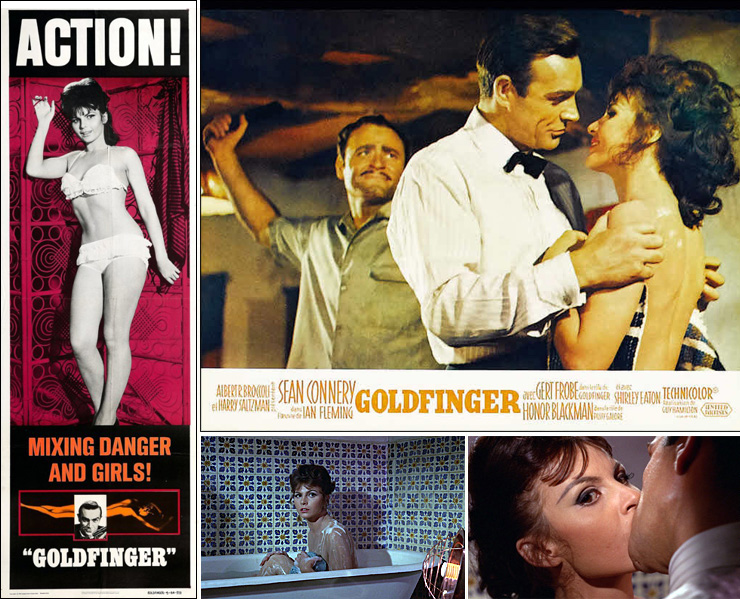 Goldfinger Door Panel/French lobby card | Nadja Regin & Sean Connery in Goldfinger (1964)