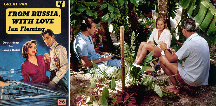 PAN Books paperback FROM RUSSIA, WITH LOVE (1959) | Sean Connery, Ursula Andress and director Terence Young on location in Jamaica for Dr. No (1962).
