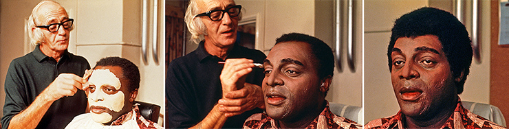 Chief makeup artist Paul Rabiger (1912-1976) transforms Yaphet Kotto into Mr. Big utilising prosthetic effects designed by an uncredited Rick Baker