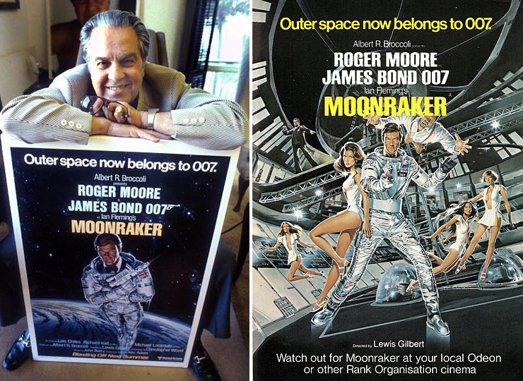 Cubby Broccoli with Moonraker advance poster/Final UK poster art