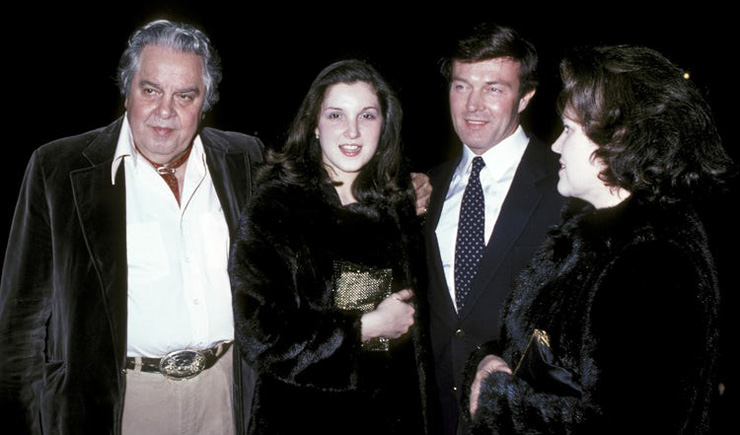 Albert R. Broccoli, daughter Barbara with Michael Billlington and Dana Broccoli