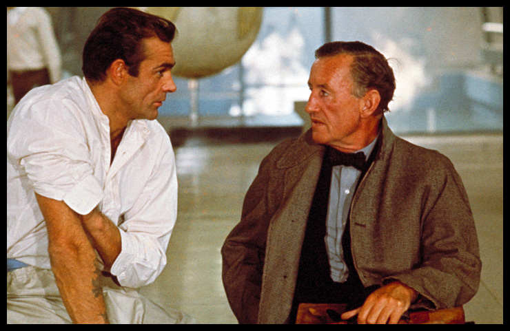 James Bond creator Ian Fleming visits Sean Connery on the reactor set of Dr. No (1962) at Pinewood Studios.