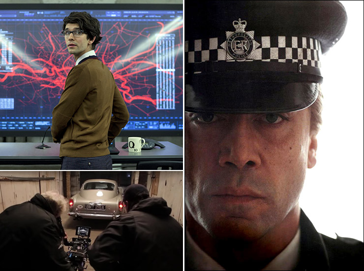 Ben Shishaw as Q | Filming the Aston Martin DB5 | Javier Bardem as Raoul Silva