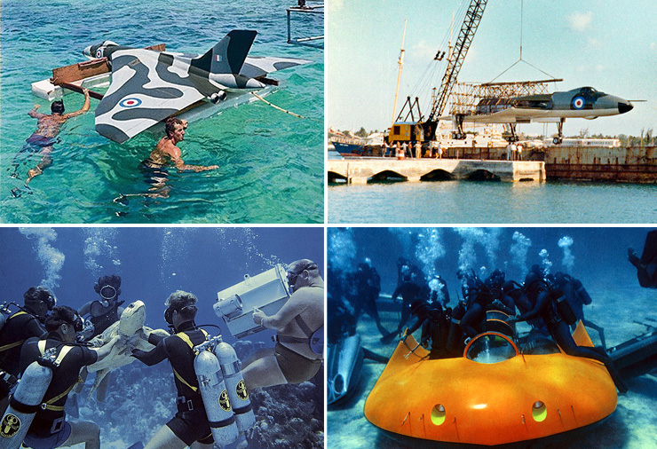 Miniature and full scale mock-up of Vulcan bomber and Underwater photography Thunderball (1965)
