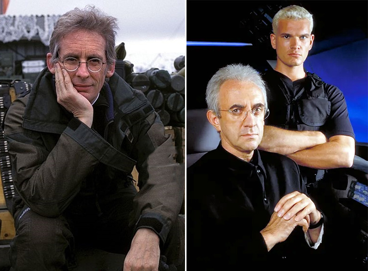 Tomorrow Never Dies (1997) director Roger Spottiswoode | Jonathan Pryce as Elliot Carver with Gotz Otto as Stamper