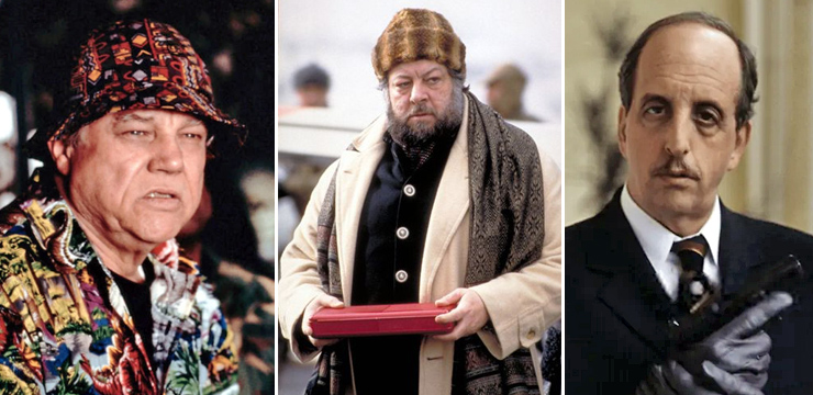 Reprising his role as CIA liaison Jack Wade, American actor Joe Don Baker makes his third and final appearance in the James Bond series in Tomorrow Never Dies | American stage magician, actor and writer Ricky Jay (1926-2018) played cyber-terrorist and arms dealer Henry Gupta | American actor Vincent Schiavelli (1948-2005) played the German professional assassin Dr. Kaufman.