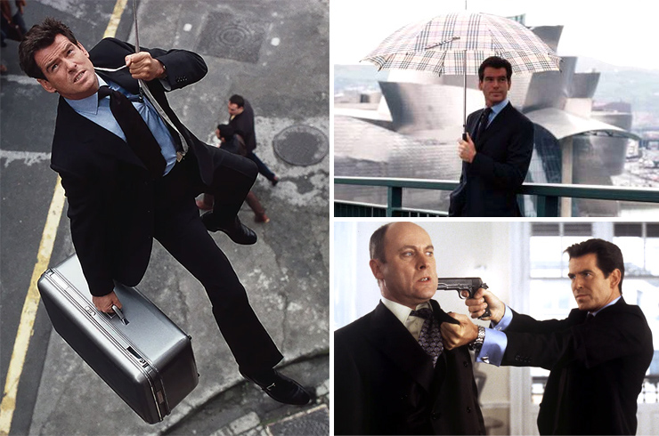 The World Is Not Enough (1999) pre-credit sequence Bilbao Bank Pierce Brosnan and Patrick Malahide