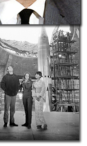 Lois Maxwell, Akiko Wakabayashi, Sean Connery, Karin Dor and Mie Hama on Ken Adam's volcano set at Pinewood Studios
