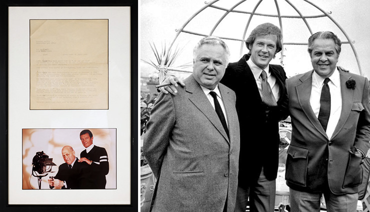 Lot #163 -  Framed Telex of Roger Moore's James Bond Announcement 1972 Live And Let Die (1973)